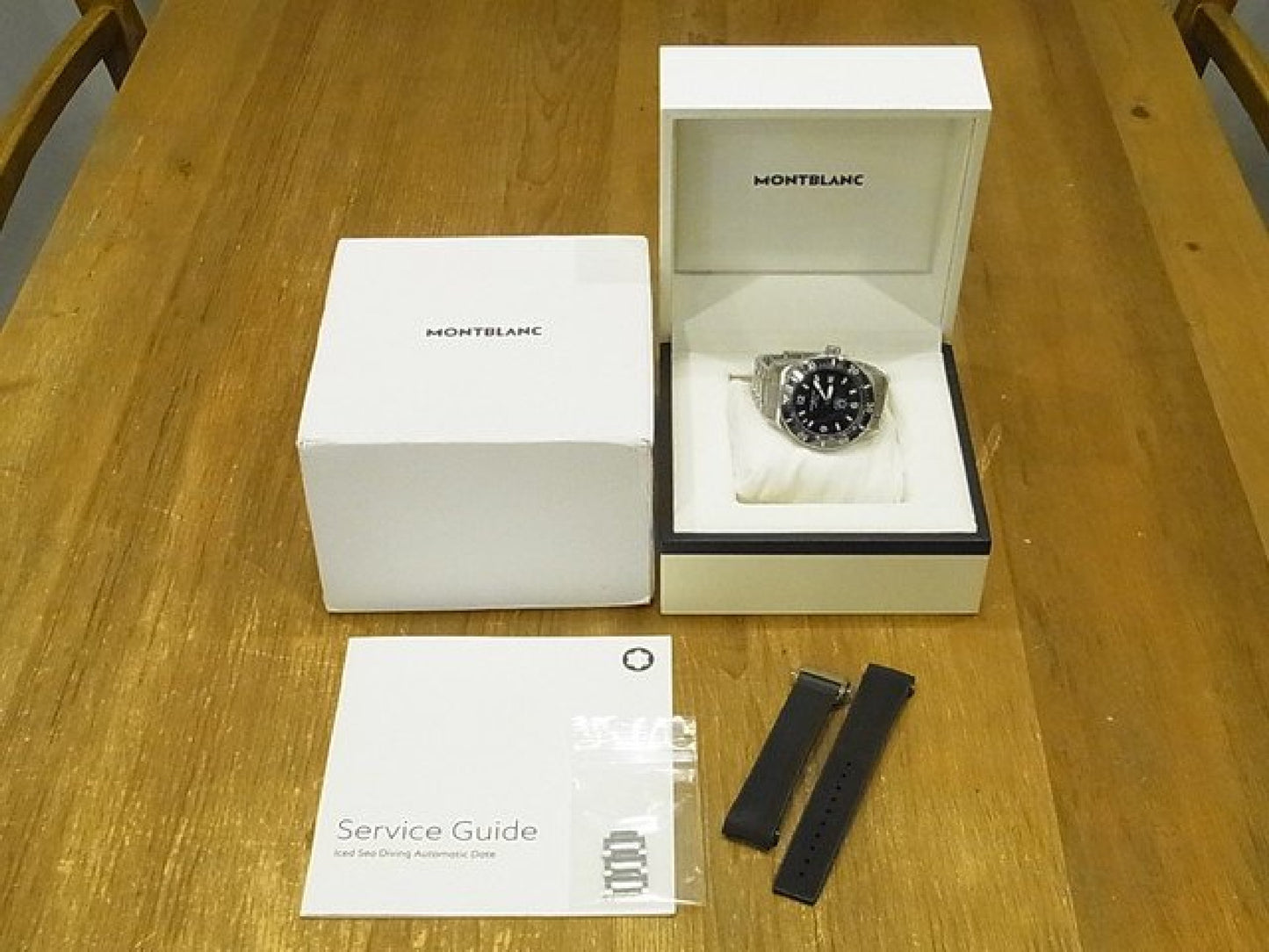 MONTBLANC 1858 Iced Sea Automatische datum Ref.MB129371 rubberen band Origineel heren 184607294 hannari-shop