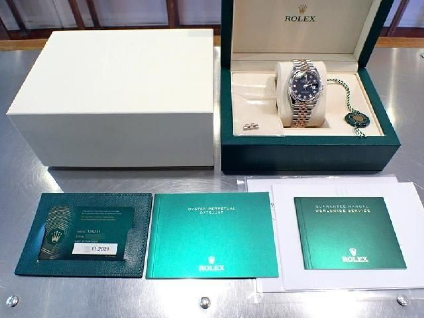 ROLEX Datejust36 zwarte wijzerplaat 10P diamant Jubilee armband '21 Heren 190961312 hannari-shop