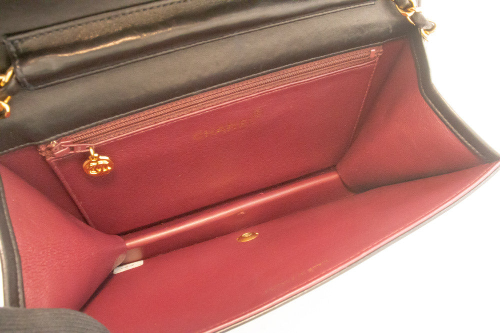 CHANEL Full Flap Chain Schoudertas Clutch Zwart Gewatteerd Lamsleer ao5 hannari-shop