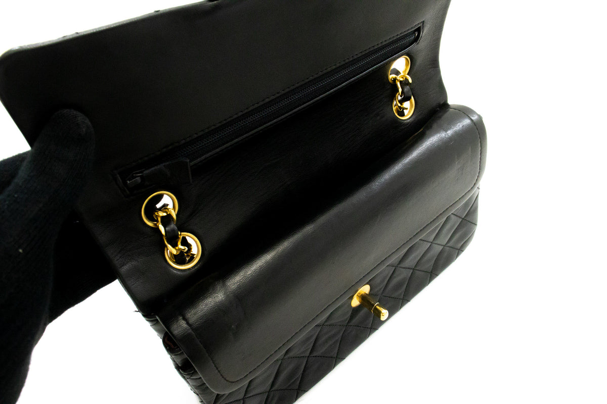 CHANEL Classic Double Flap 9" Chain Schoudertas Zwart Lamsleer ap2 hannari-shop