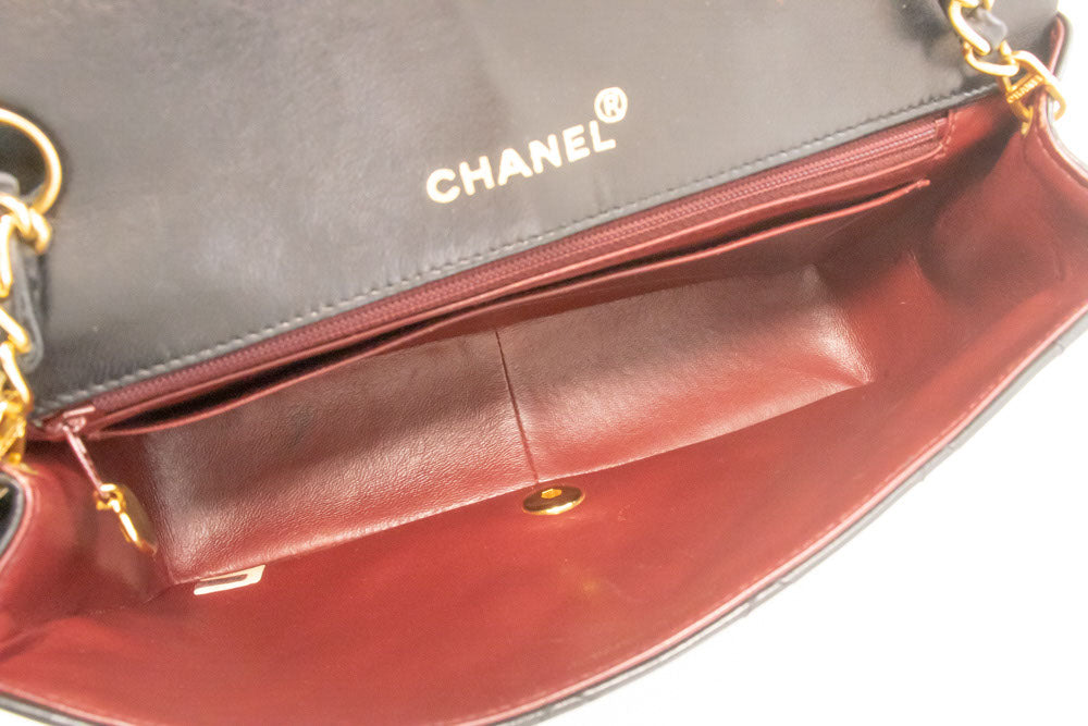 CHANEL Diana Flap Chain Schoudertas Zwart Gequilt Lamsschapenleer ak2 hannari-shop
