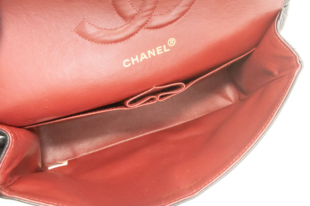 CHANEL Classic Double Flap 10" Chain Schoudertas Zwart Lamssuède ak3 hannari-shop