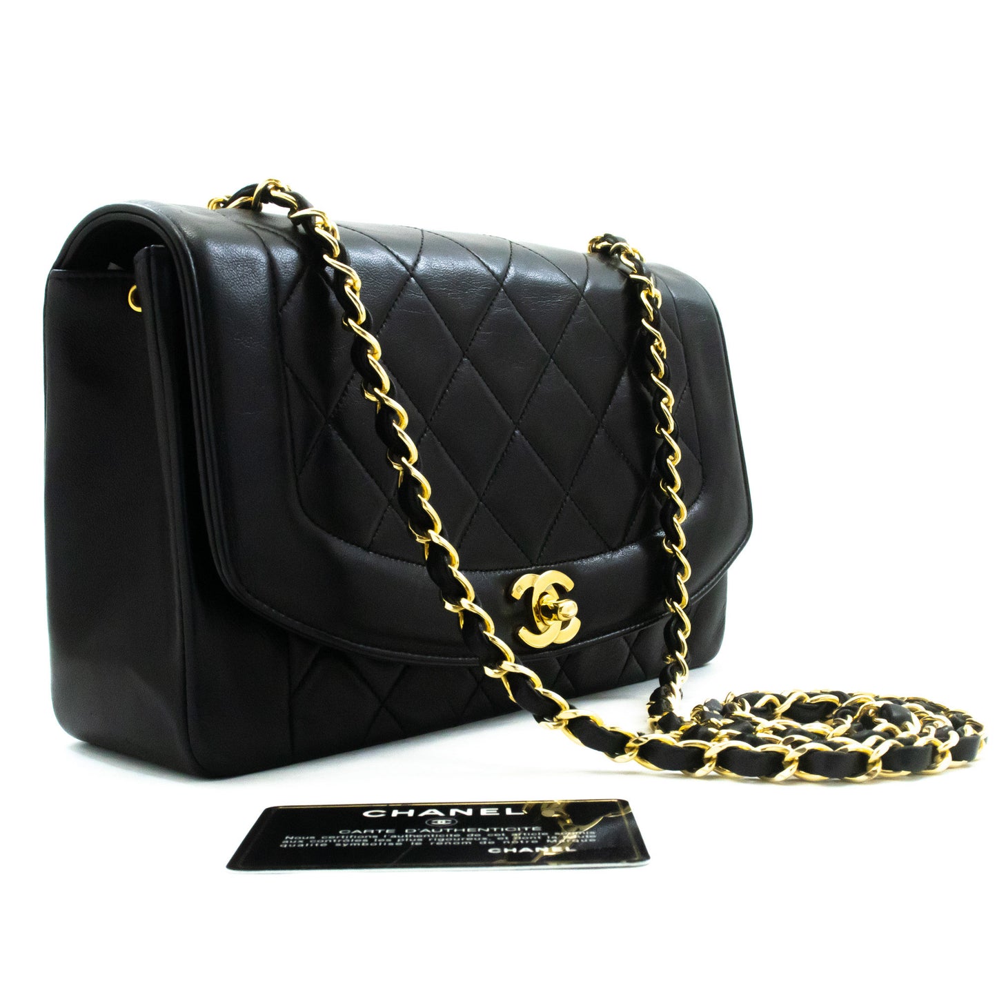 CHANEL Diana Flap Chain Shoulder Bag Black Quilted Lambskin am8 hannari-shop