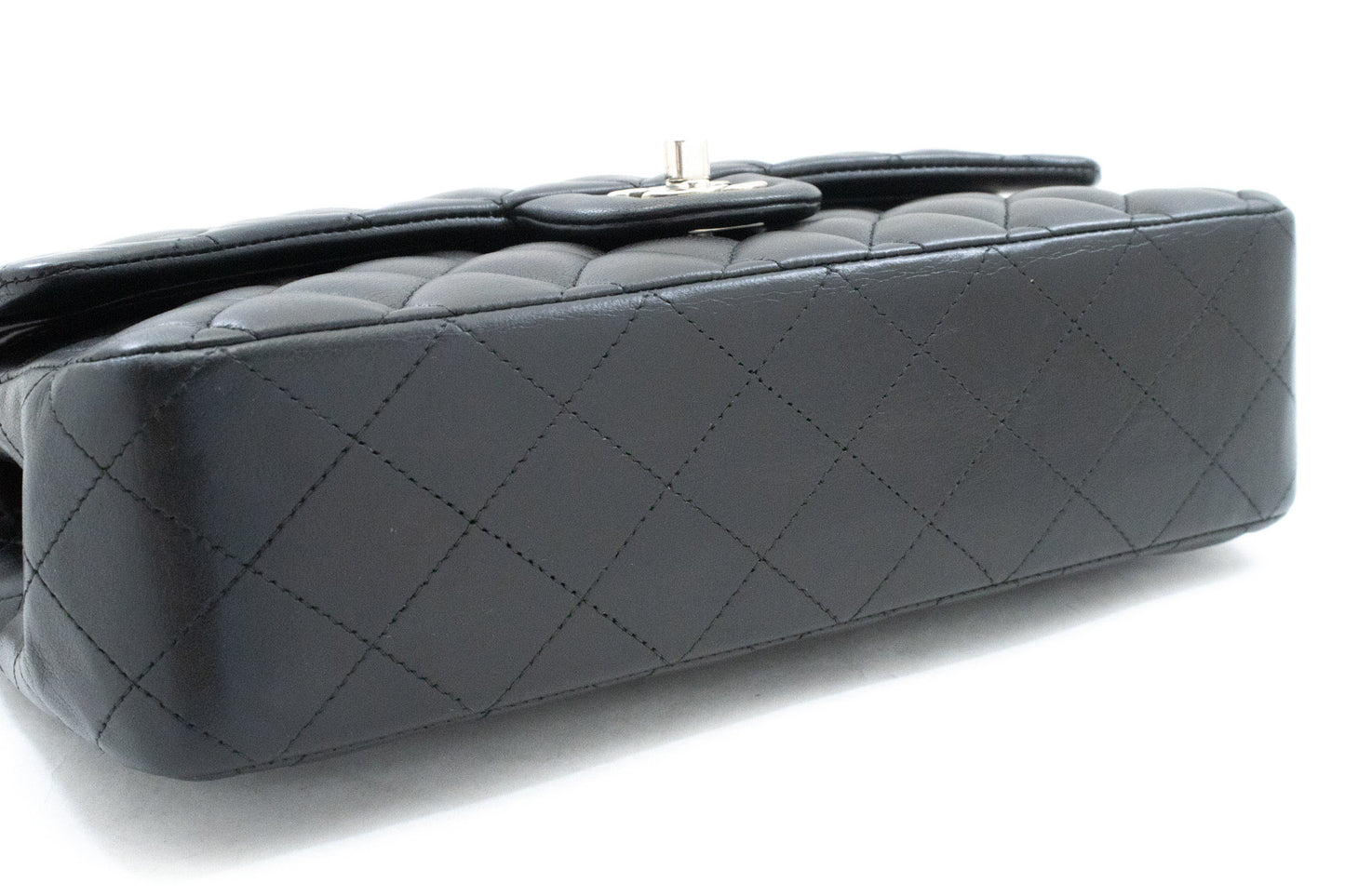 CHANEL Classic Double Flap 10" Chain Shoulder Bag Black Lambskin am5 hannari-shop