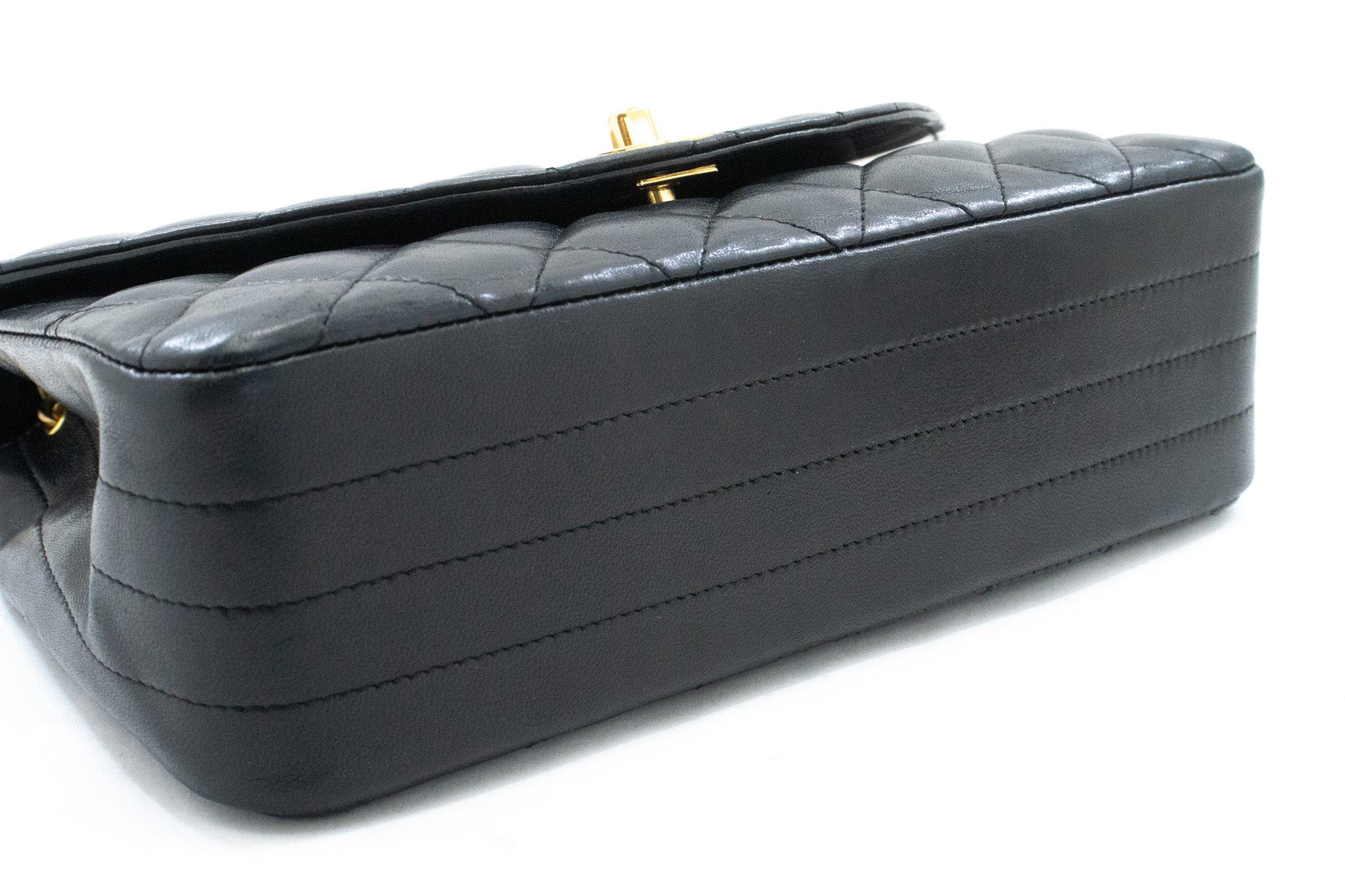 CHANEL Half Moon Chain Shoulder Bag Crossbody Black Quilted Flap am7 hannari-shop