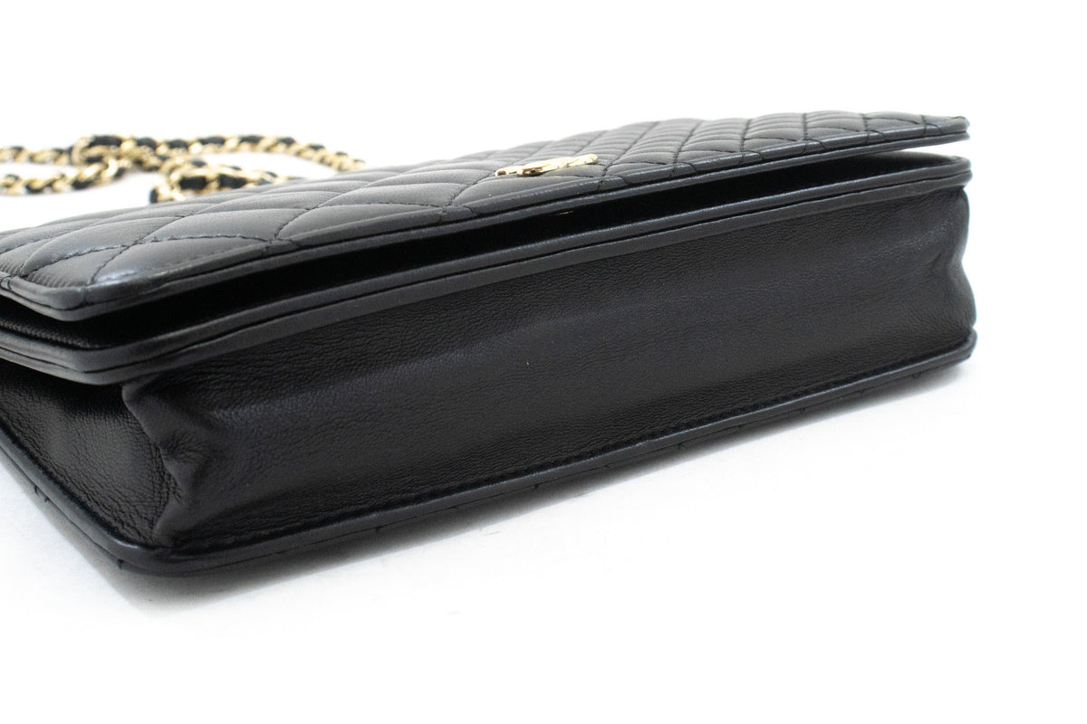 CHANEL Black Classic Wallet On Chain WOC Shoulder Bag Crossbody ao2 hannari-shop