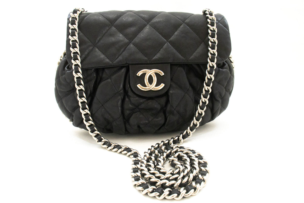 CHANEL Chain Around Shoulder Bag Crossbody Zwart kalfsleer ap9 — voorzijde hannari-shop