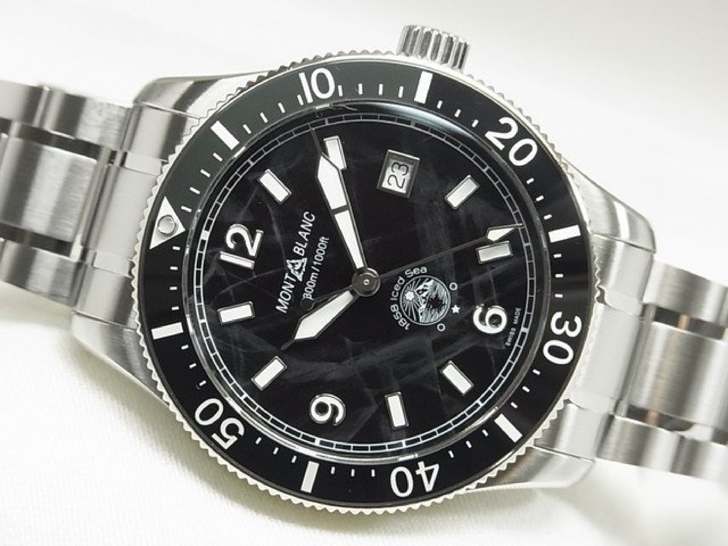 MONTBLANC 1858 Iced Sea Automatische datum Ref.MB129371 rubberen band Origineel heren 184607294 hannari-shop