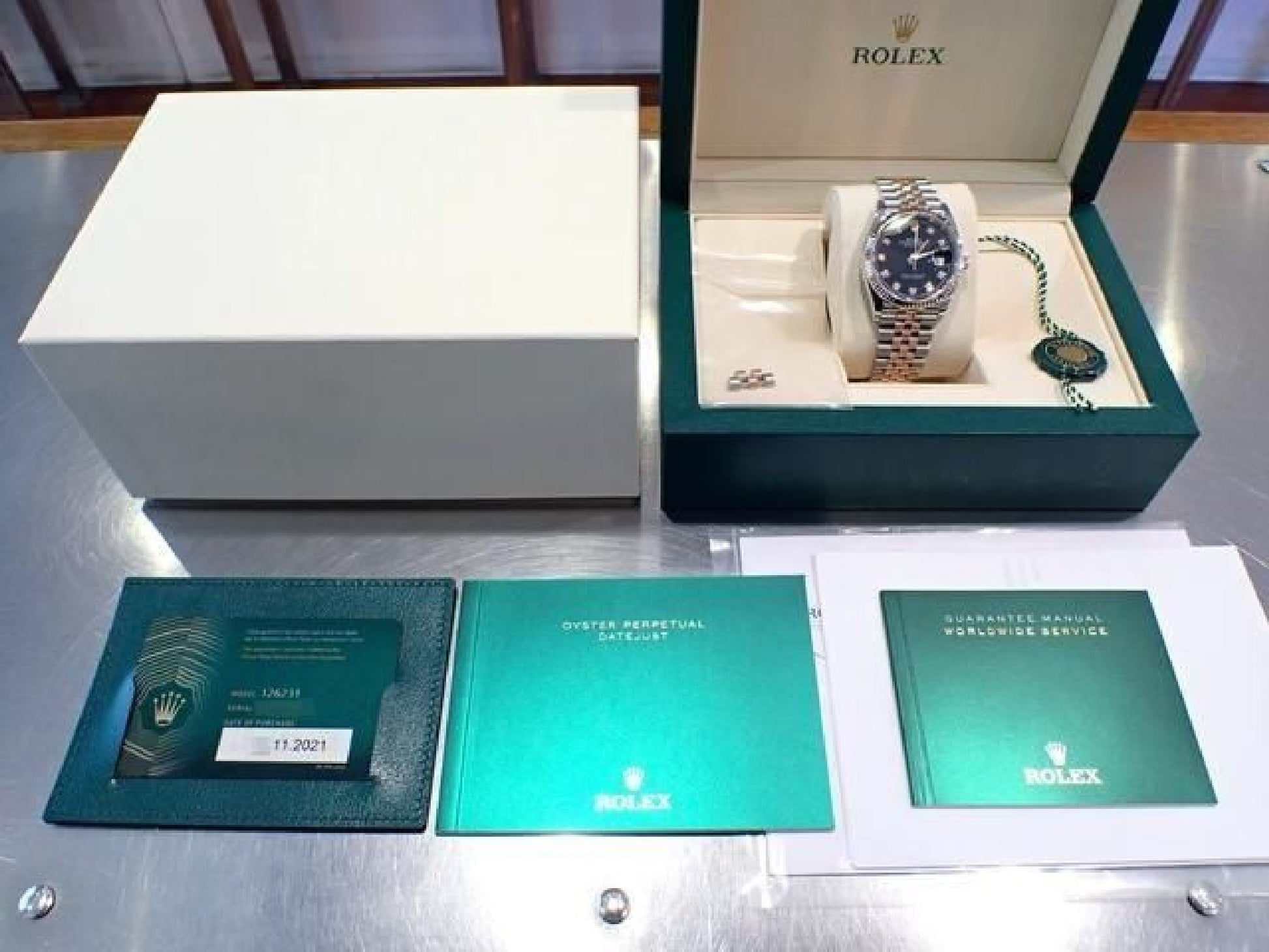 ROLEX Datejust36 zwarte wijzerplaat 10P diamant Jubilee armband '21 Heren 190961312 hannari-shop
