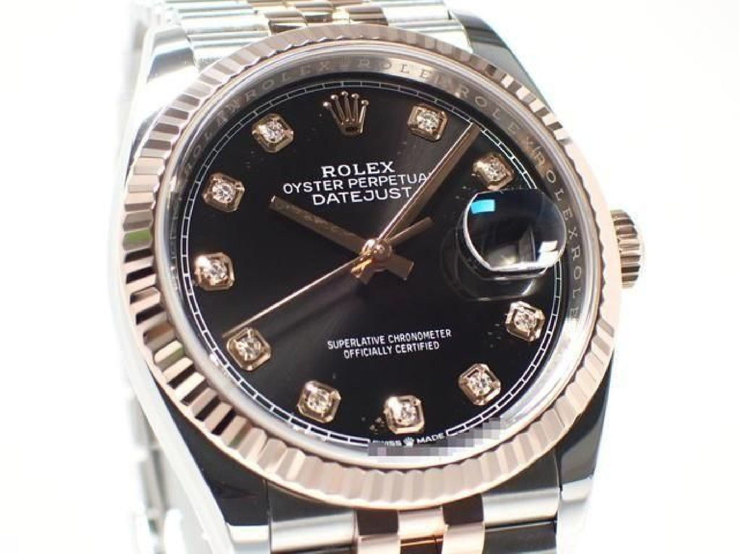 ROLEX Datejust36 zwarte wijzerplaat 10P diamant Jubilee armband '21 Heren 190961312 hannari-shop