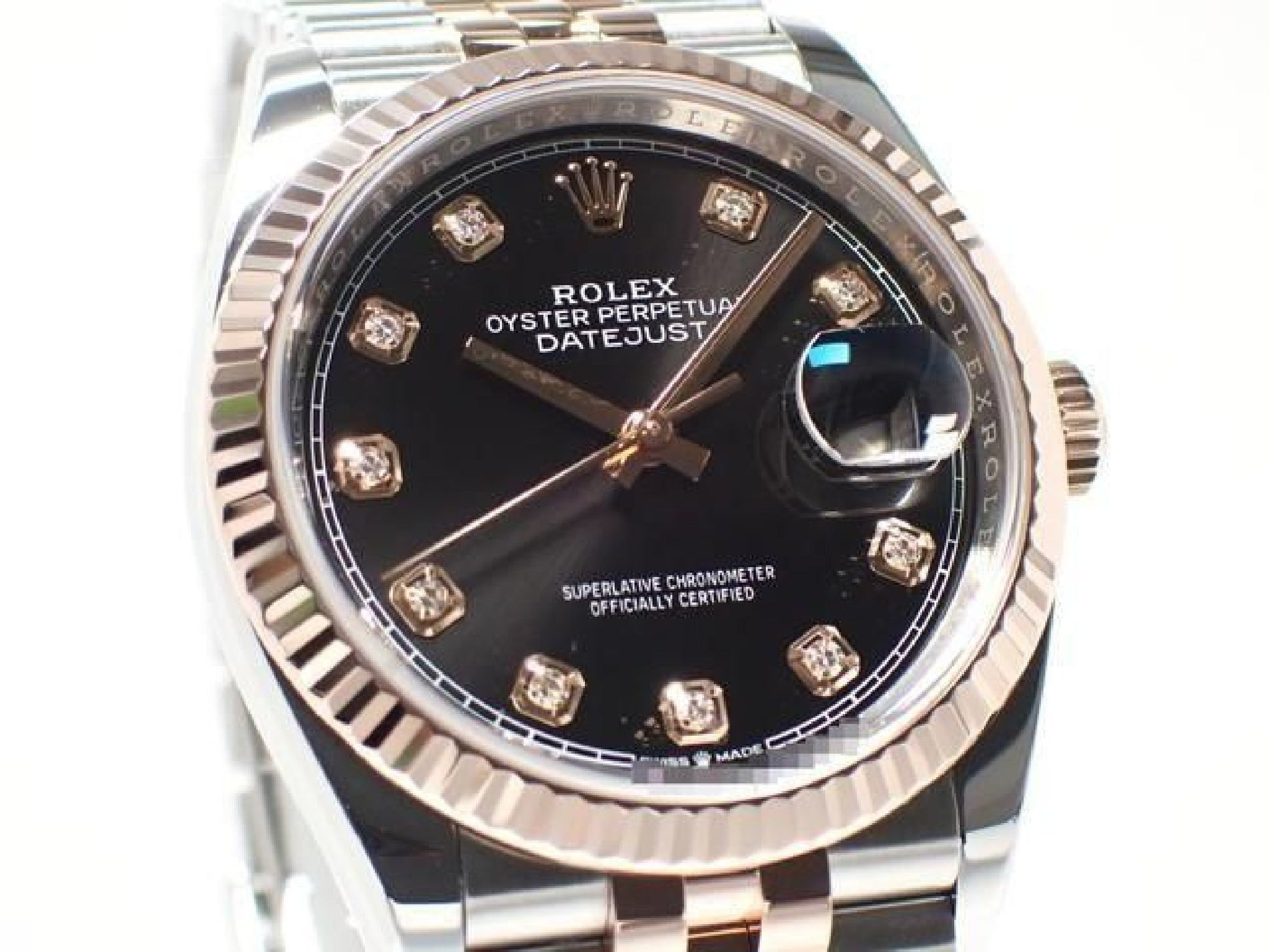 ROLEX Datejust36 zwarte wijzerplaat 10P diamant Jubilee armband '21 Heren 190961312 hannari-shop