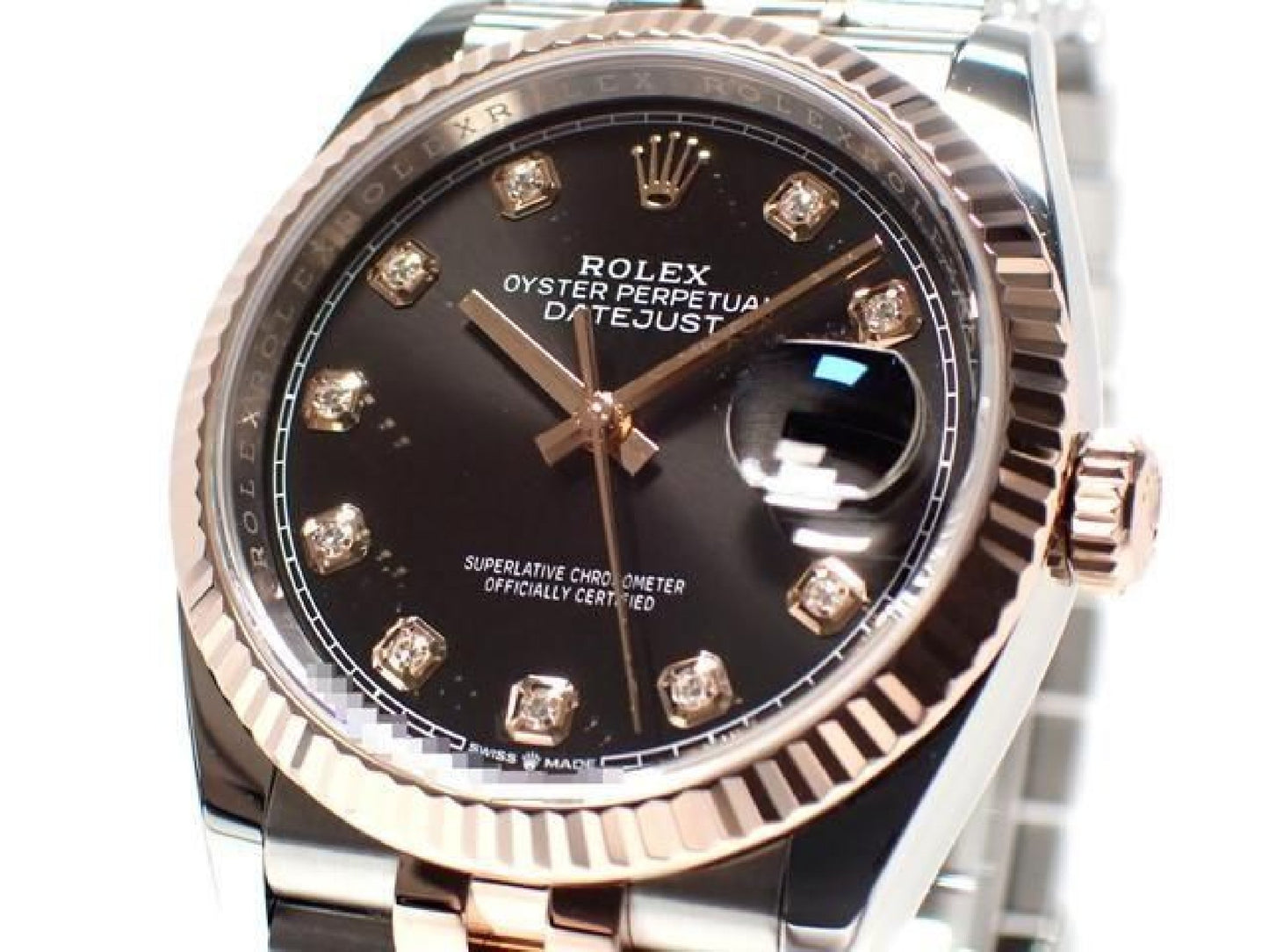 ROLEX Datejust36 zwarte wijzerplaat 10P diamant Jubilee armband '21 Heren 190961312 hannari-shop