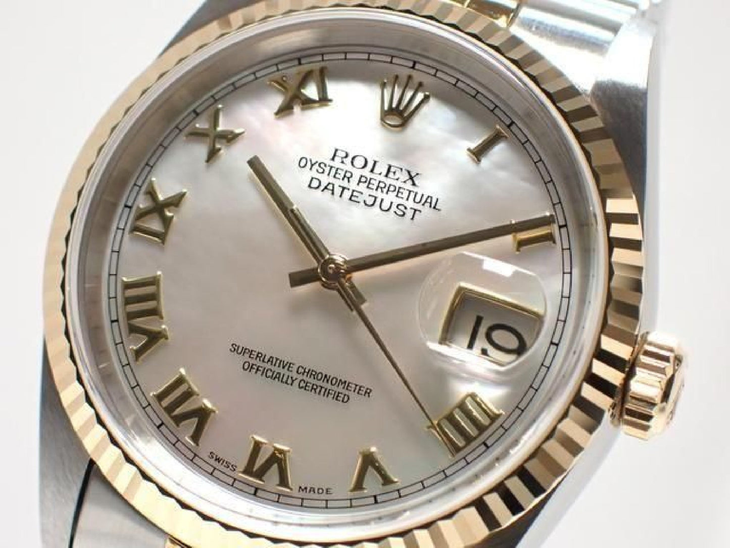 ROLEX Datejust combination 16233NR white Shell Roman Mens 191837489 hannari-shop