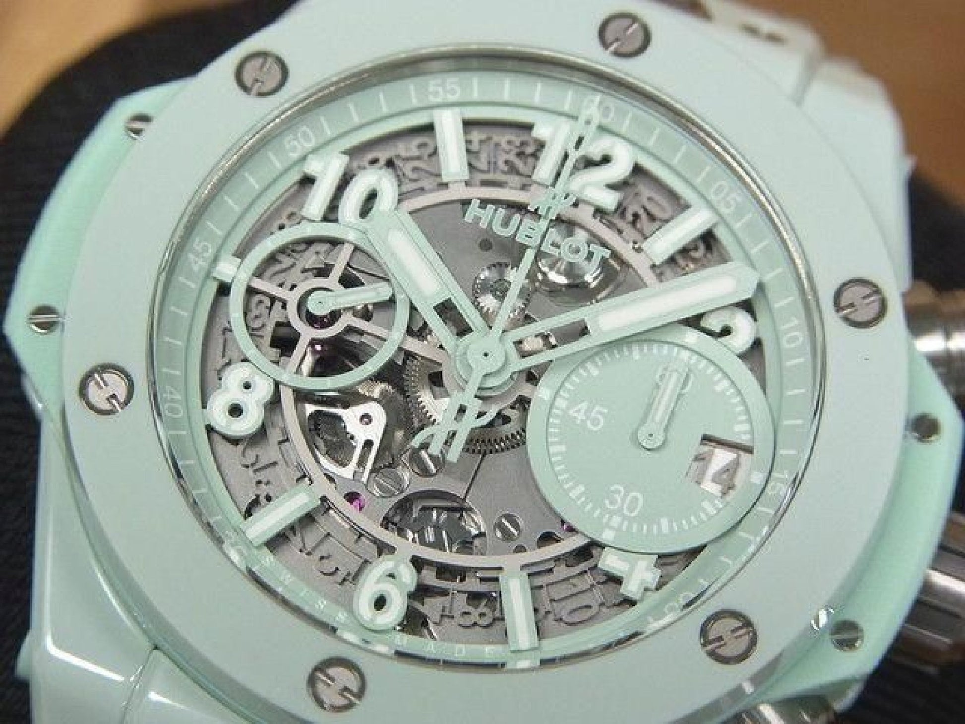 HUBLOT Big Bang Unico mintgroene keramiek 42 MM 441.GS.5221.RX Heren 191858546 hannari-shop