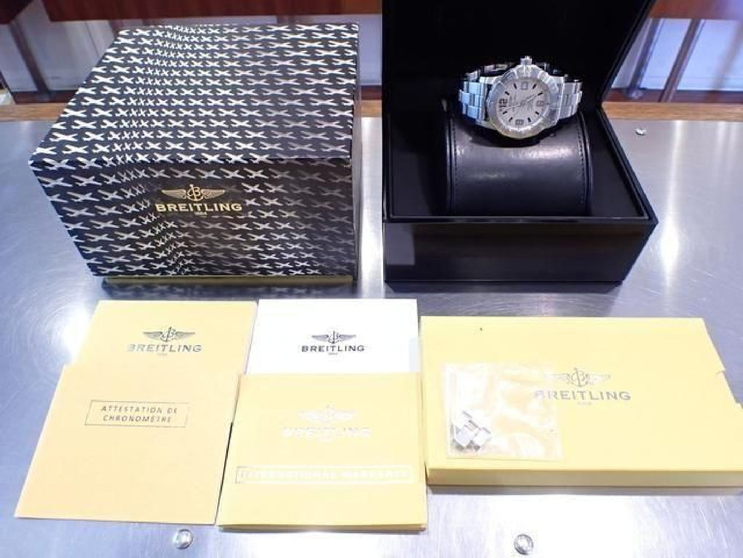 BREITLING Colt44 silver Bracelet quartz Genuine goods '11 Mens 192637145 hannari-shop