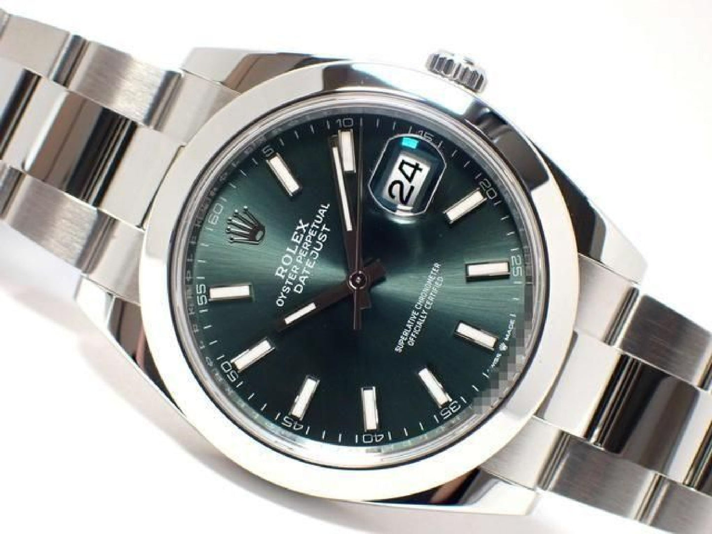 ROLEX Datejust 41 mintgroene Oyster-armband 126300 '24 Heren 193108026 hannari-shop