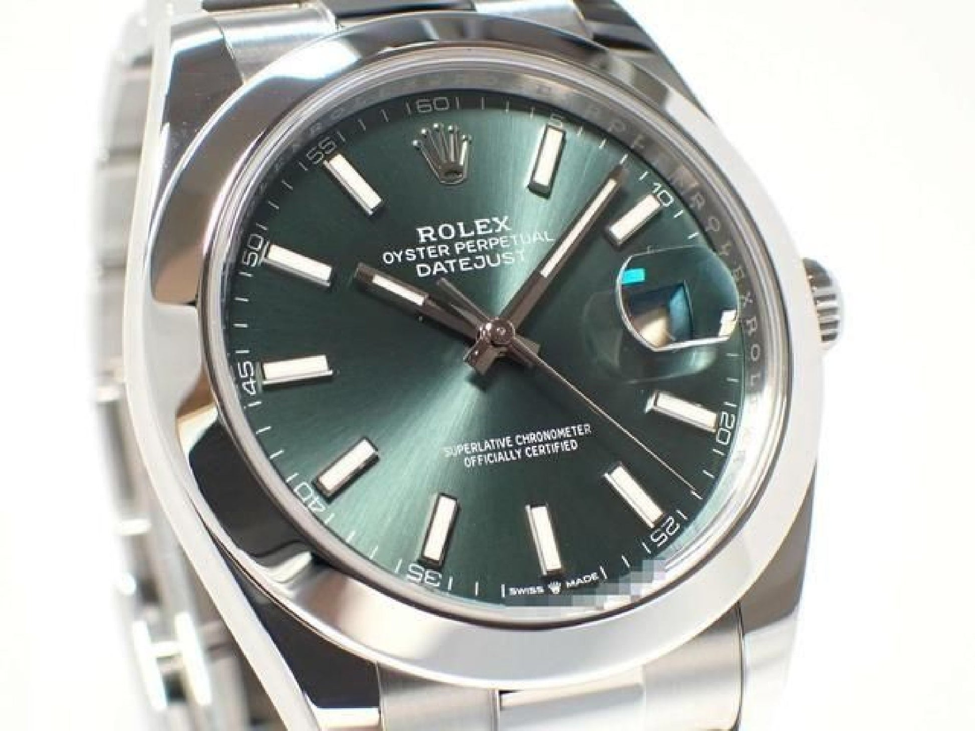 ROLEX Datejust 41 mintgroene Oyster-armband 126300 '24 Heren 193108026 hannari-shop