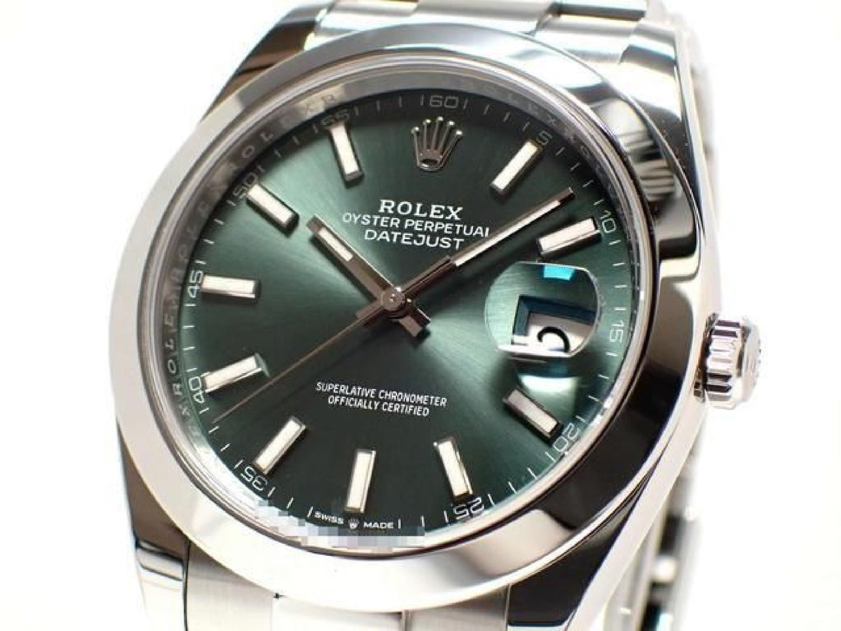 ROLEX Datejust 41 mintgroene Oyster-armband 126300 '24 Heren 193108026 hannari-shop