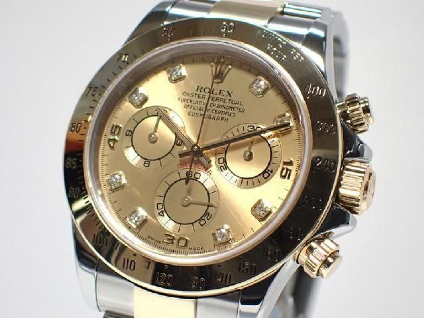 ROLEX Daytona SS &18KYG 8P diamond Ref.116523G Y series '03 Mens 193128735 hannari-shop