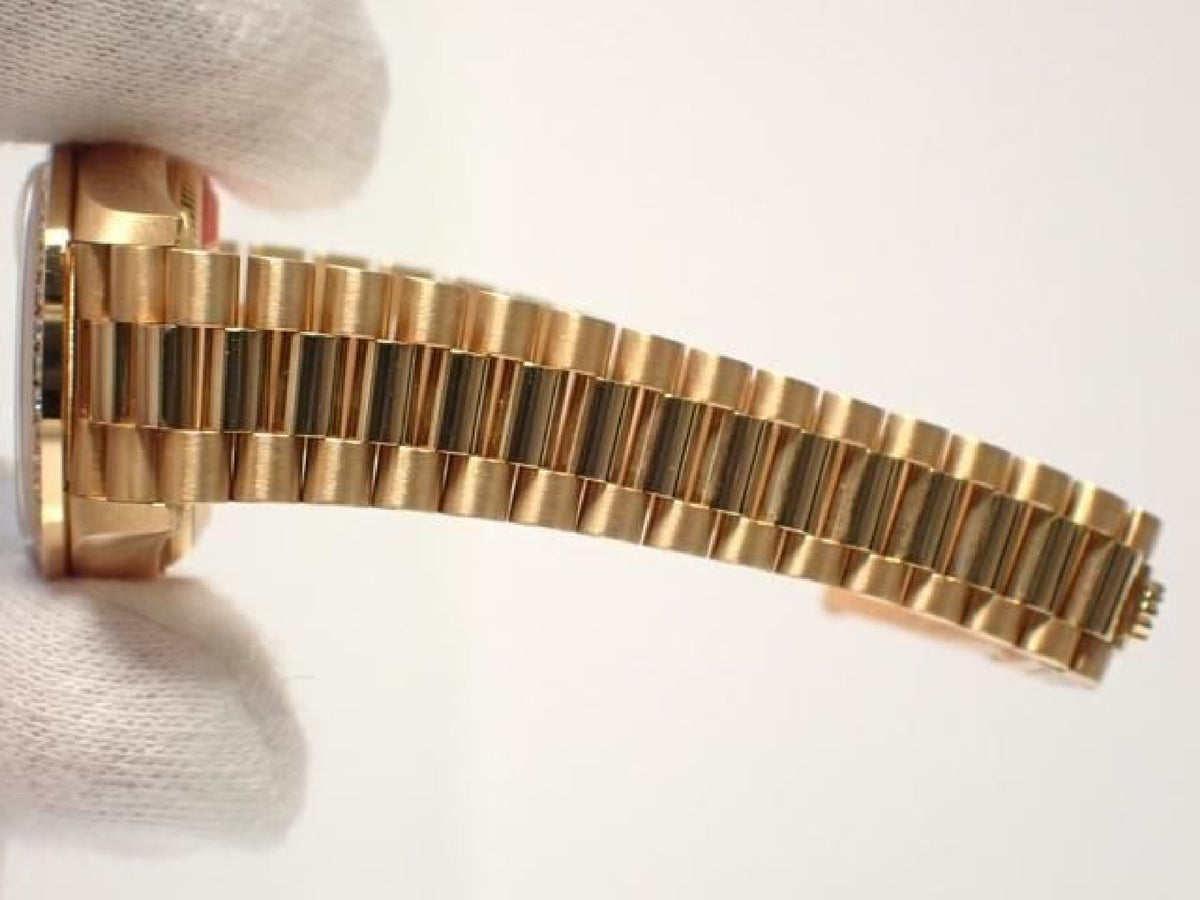 ROLEX Datejust champagne 10P diamond bezel diamond 18KYG President Bracelet A-serie heren 193199743 hannari-shop