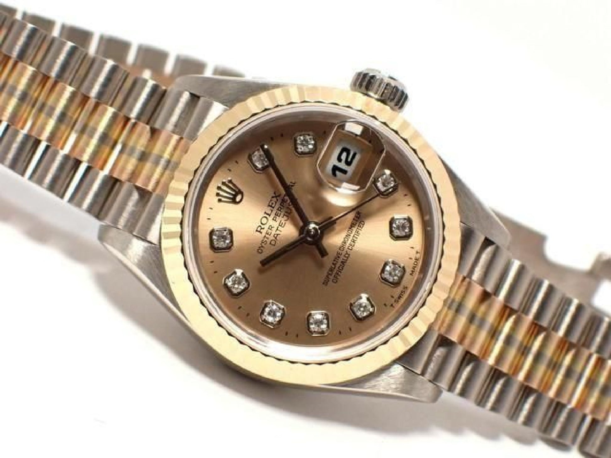 ROLEX Datejust Tridor 18KWG/ President-armband champagne wijzerplaat 10P diamant index '98 Heren 193284152 hannari-shop