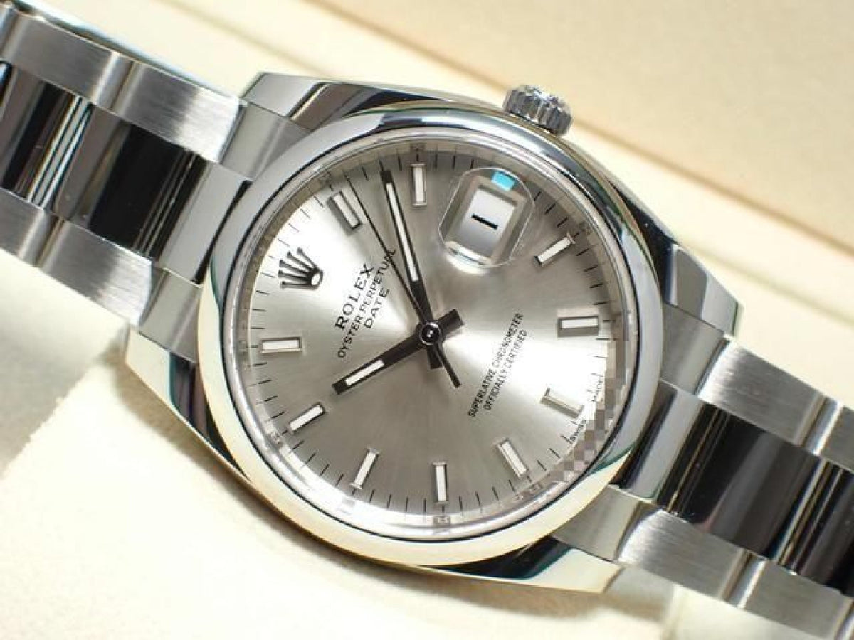 ROLEX Oyster PERPETUAL date silver Dial 115200 '21 Mens 193650586 hannari-shop