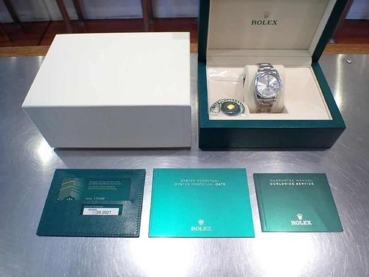 ROLEX Oyster PERPETUAL date silver Dial 115200 '21 Mens 193650586 hannari-shop