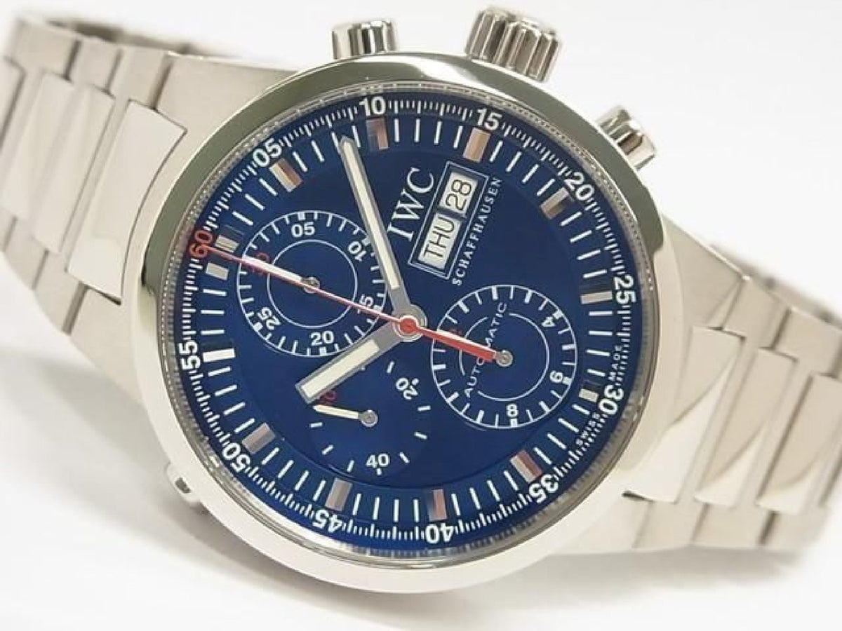 IWC GST Chronograph Rattrapante blue Dial 3715-008 Mens 193686797 hannari-shop