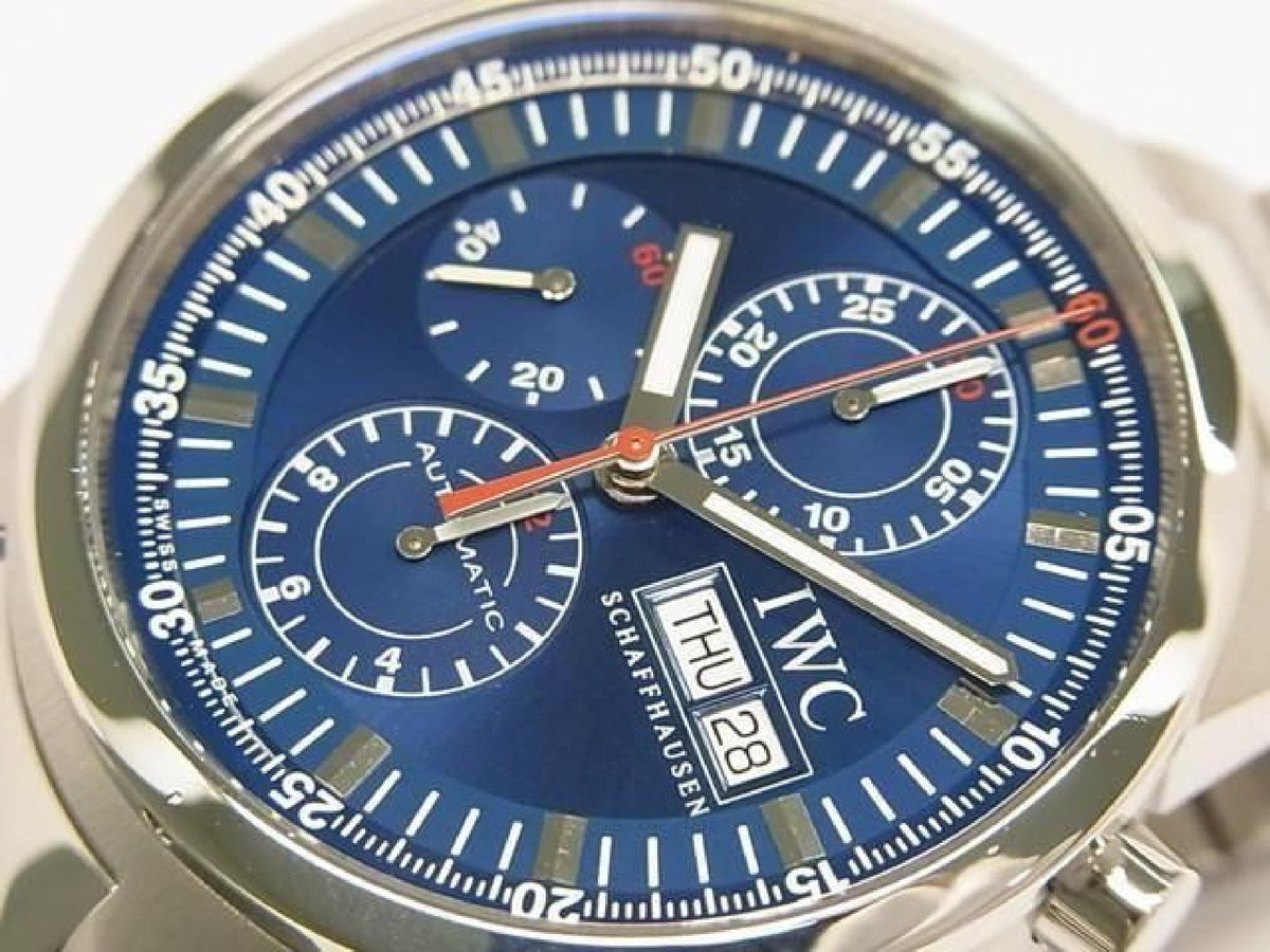 IWC GST Chronograph Rattrapante blue Dial 3715-008 Mens 193686797 hannari-shop