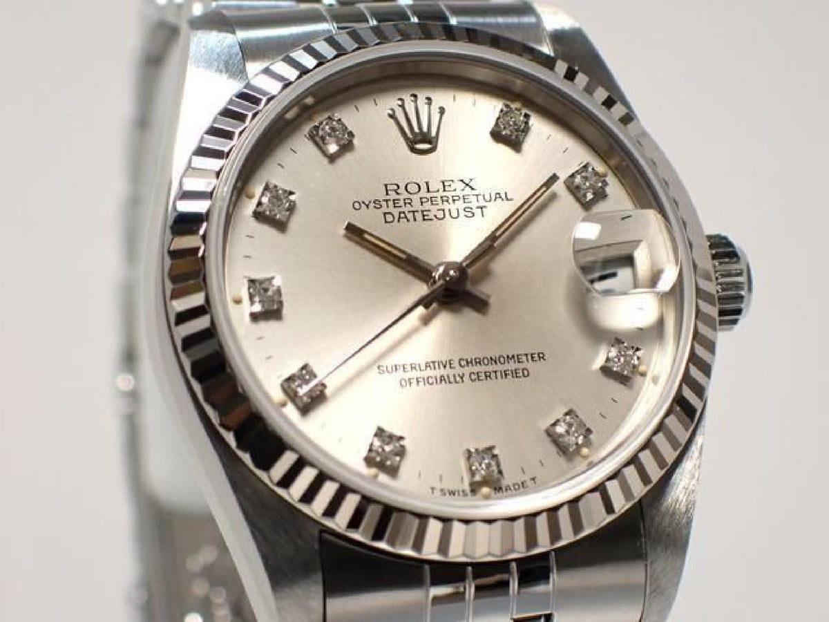 ROLEX Datejust boys silver 10P diamond index '92 Mens 193729216 hannari-shop