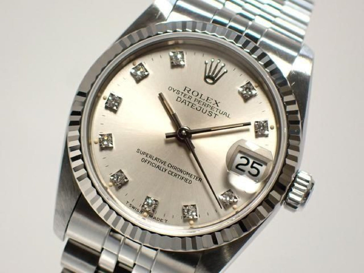 ROLEX Datejust boys silver 10P diamond index '92 Mens 193729216 hannari-shop