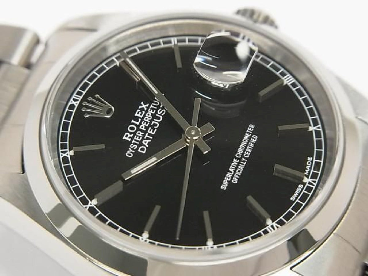 ROLEX Datejust zwarte wijzerplaat 16200 P-serie heren 193793597 hannari-shop