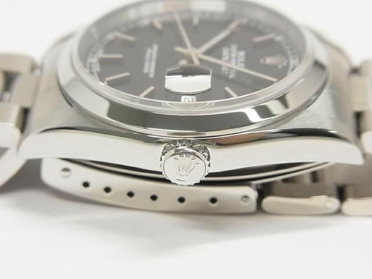 ROLEX Datejust zwarte wijzerplaat 16200 P-serie heren 193793597 hannari-shop