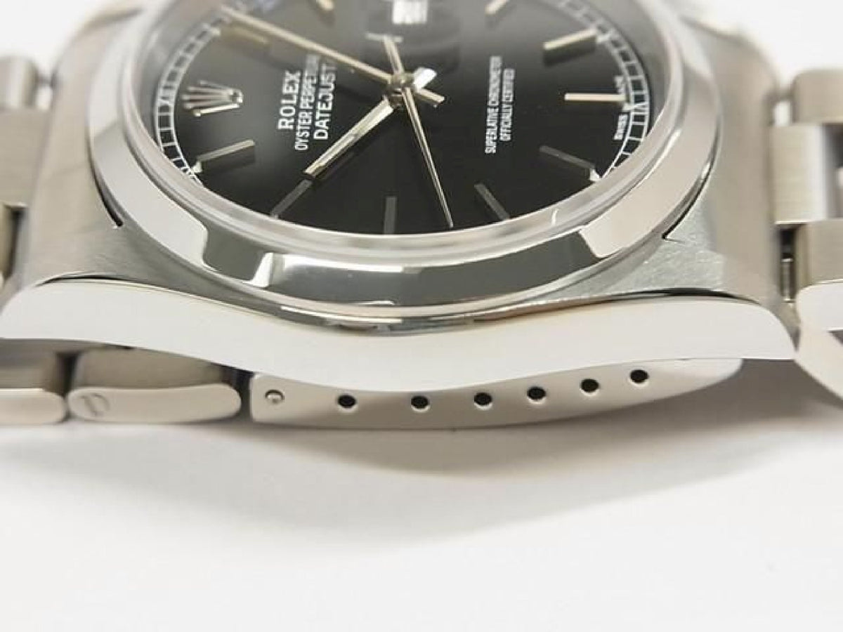 ROLEX Datejust zwarte wijzerplaat 16200 P-serie heren 193793597 hannari-shop