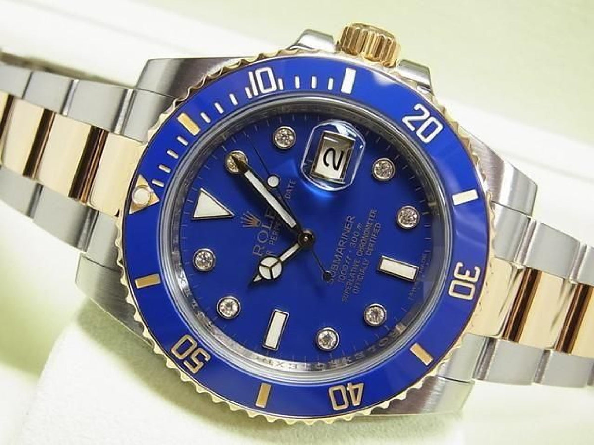 ROLEX Submariner date SS xYG blue8P diamond Ref.116613GLB Mens 193804161 hannari-shop