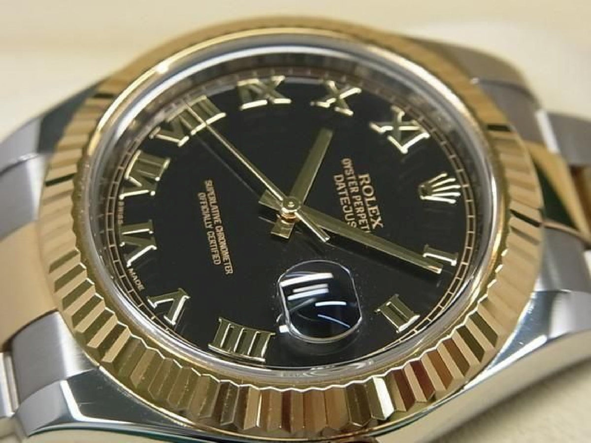 ROLEX DatejustII SS xYG combination Black Roman 116333 Genuine goods Mens 193837301 hannari-shop