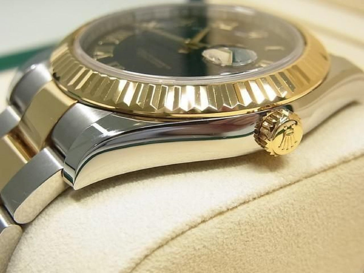 ROLEX DatejustII SS xYG combination Black Roman 116333 Genuine goods Mens 193837301 hannari-shop