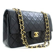 CHANEL Classic Double Flap 10" Chain Shoulder Bag Black Lambskin n05 hannari-shop