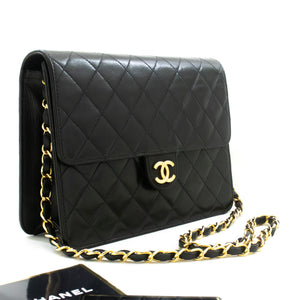 CHANEL Chain Shoulder Bag Clutch Black Quilted Flap Lambskin Purse n50 hannari-shop