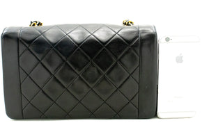 CHANEL Diana Flap Chain Shoulder Bag Black Quilted Lambskin Purse n76 hannari-shop