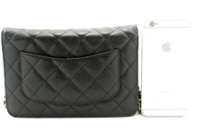 CHANEL Grained Calfskin Wallet On Chain WOC Black Shoulder Bag n96 hannari-shop