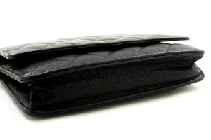 CHANEL Grained Calfskin Wallet On Chain WOC Black Shoulder Bag n96 hannari-shop
