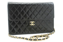 CHANEL Chain Shoulder Bag Clutch Black Quilted Flap Lambskin Purse p14 hannari-shop