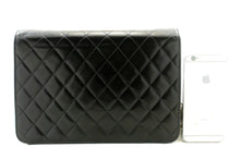 CHANEL Chain Shoulder Bag Clutch Black Quilted Flap Lambskin Purse p14 hannari-shop