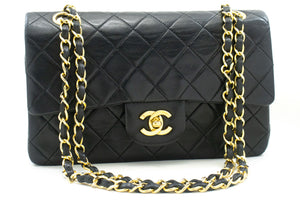 CHANEL Classic Double Flap 9" Chain Shoulder Bag Black Lambskin p02 hannari-shop