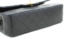 CHANEL Classic Double Flap 9" Chain Shoulder Bag Black Lambskin p88 hannari-shop