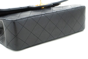 CHANEL Classic Double Flap 9" Chain Shoulder Bag Black Lambskin p88 hannari-shop