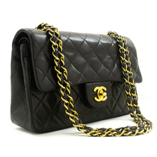 CHANEL Classic Double Flap 9" Chain Shoulder Bag Black Lambskin p90 hannari-shop
