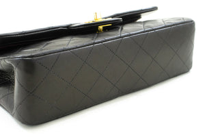 CHANEL Classic Double Flap 9" Chain Shoulder Bag Black Lambskin p90 hannari-shop