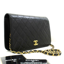 CHANEL Full Flap Chain Shoulder Bag Clutch Black Quilted Lambskin p86 hannari-shop